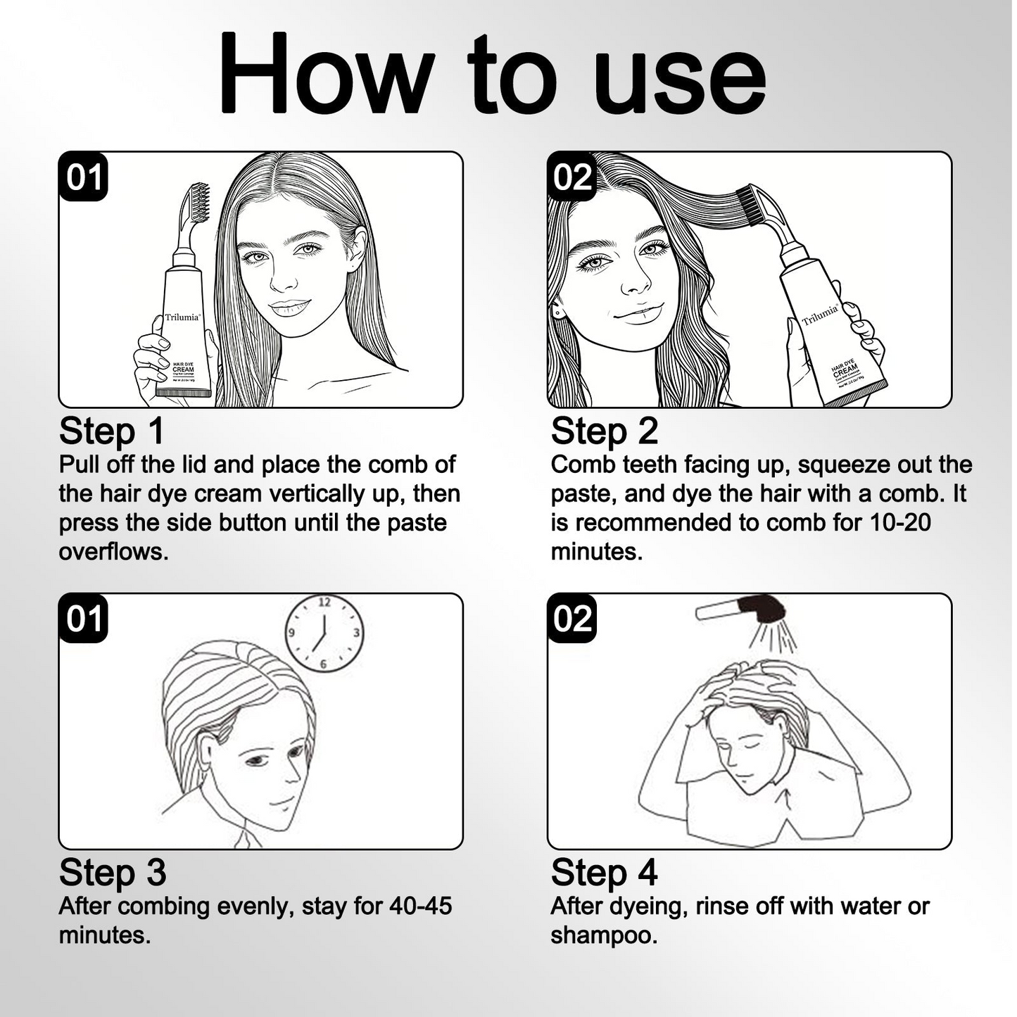 In Hair DyeCream for Gray Coverage -Natural Black & Dark Brown
