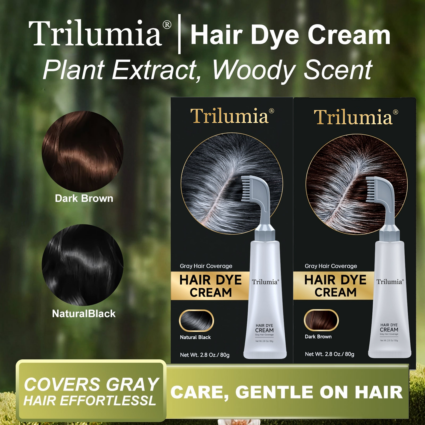 In Hair DyeCream for Gray Coverage -Natural Black & Dark Brown