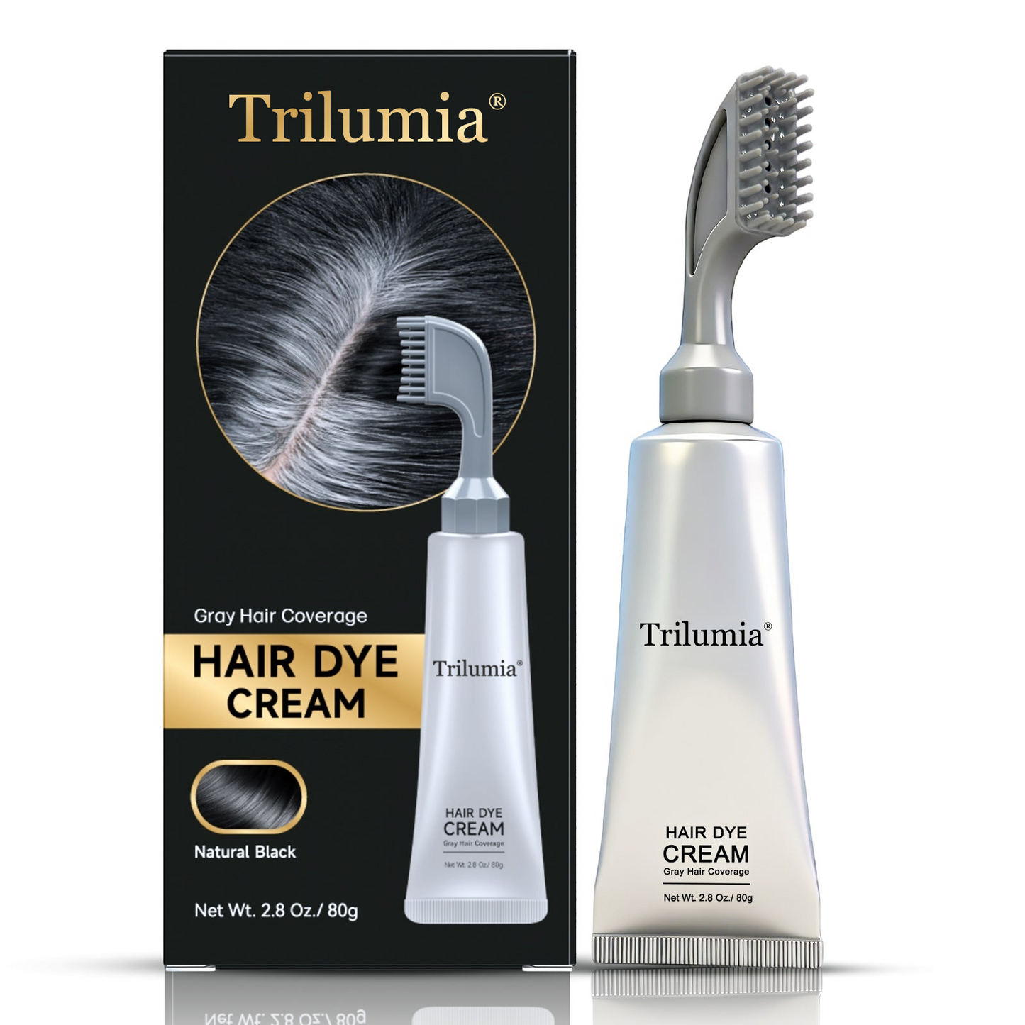 In Hair DyeCream for Gray Coverage -Natural Black & Dark Brown