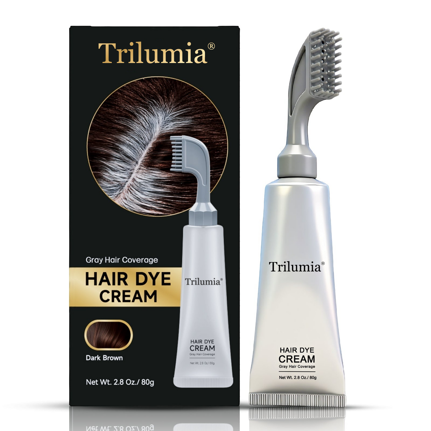In Hair DyeCream for Gray Coverage -Natural Black & Dark Brown