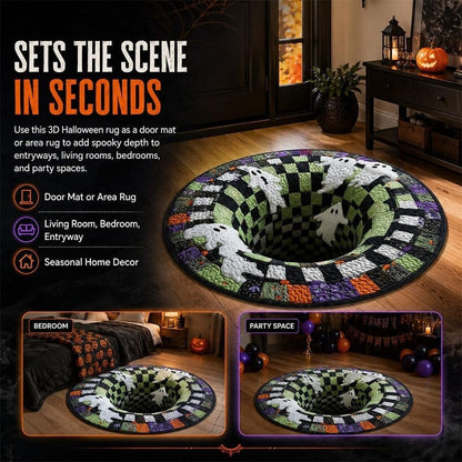 3D Halloween Optical Illusion Rug – Soft Non-Slip Round Mat