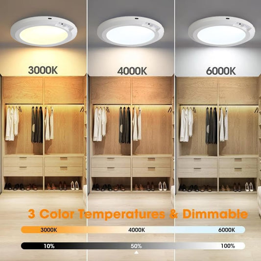 2026 New Rechargeable Motion Sensor Ceiling Light with Remote - Magnetic Wireless Ceiling Light Battery Powered for Closet Shower Stairs Shed Hallway Porch Patio ect