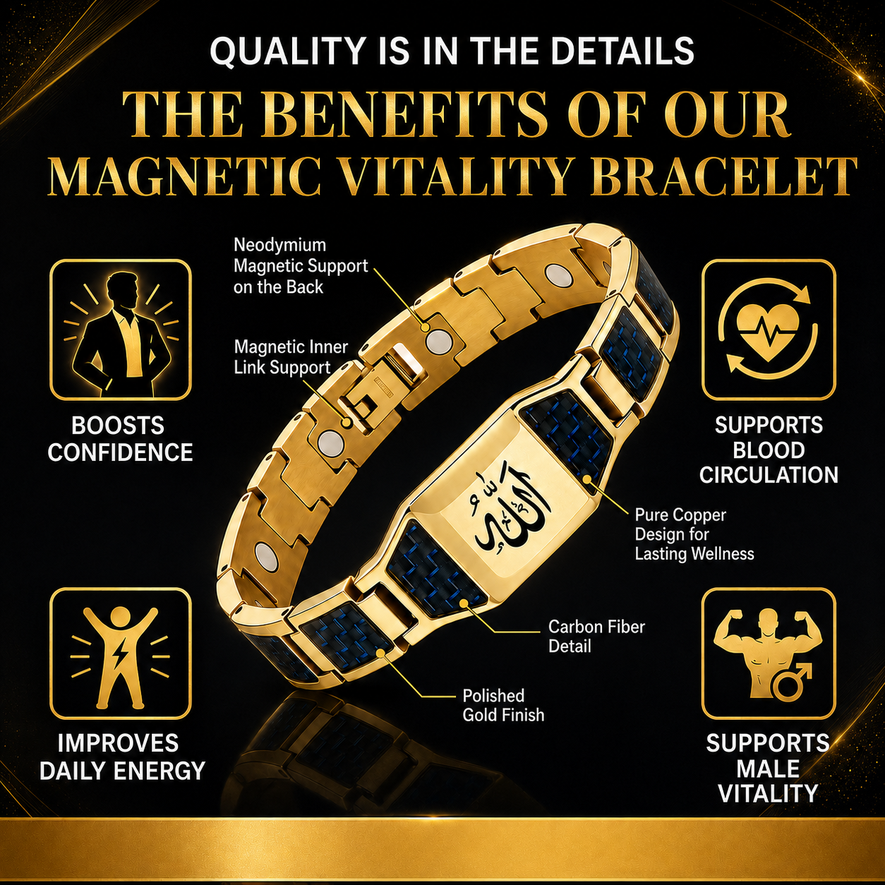 ✨CZTICLE®🔥Men’s Strength & Vitality Bracelet💯🎂Upgrade Your Energy, Style, and Confidence-ABB8