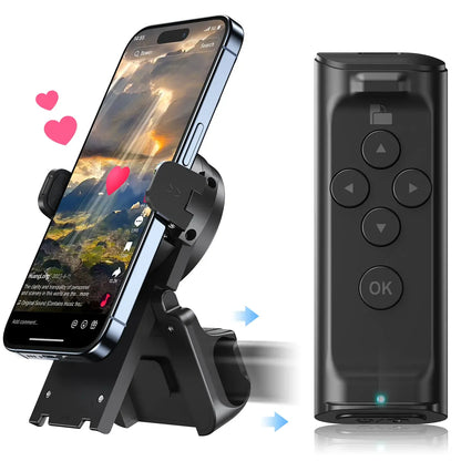 (🔥LAST DAY – 50% OFF) Remote Control for TikTok Scrolling with Smartphone Holder Stand, Wireless Scroller Page Turner, Camera Shutter Video Recording for iOS Android, Cellphone Selfie Accessory,Upgraded