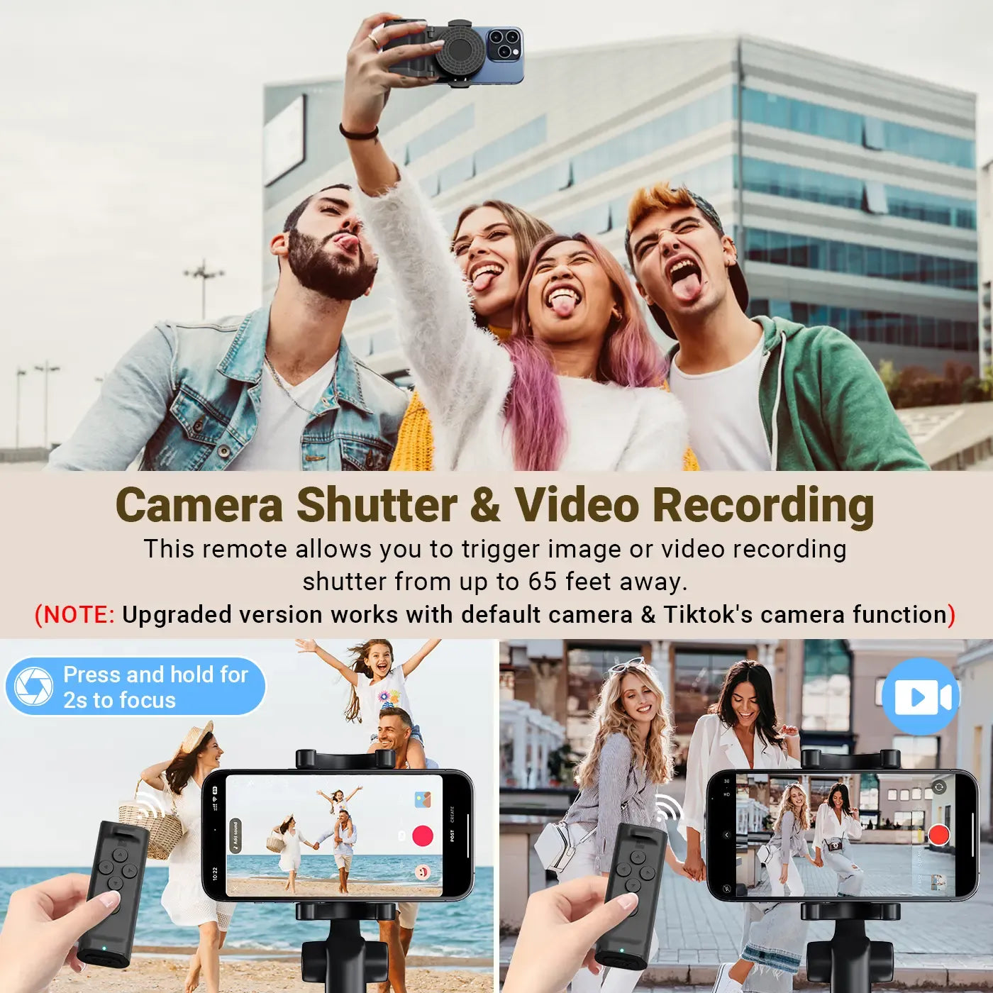 (🔥LAST DAY – 50% OFF) Remote Control for TikTok Scrolling with Smartphone Holder Stand, Wireless Scroller Page Turner, Camera Shutter Video Recording for iOS Android, Cellphone Selfie Accessory,Upgraded