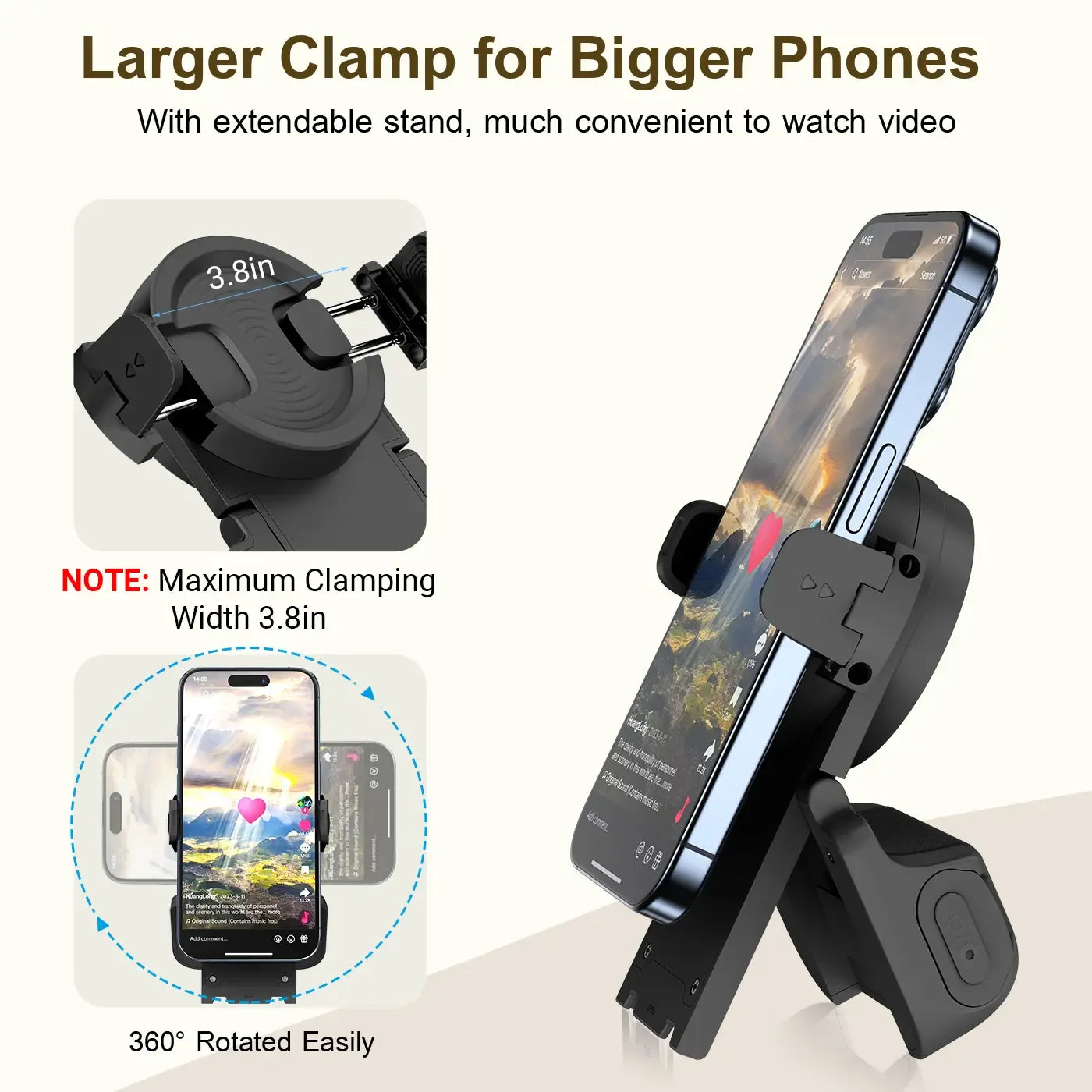 (🔥LAST DAY – 50% OFF) Remote Control for TikTok Scrolling with Smartphone Holder Stand, Wireless Scroller Page Turner, Camera Shutter Video Recording for iOS Android, Cellphone Selfie Accessory,Upgraded