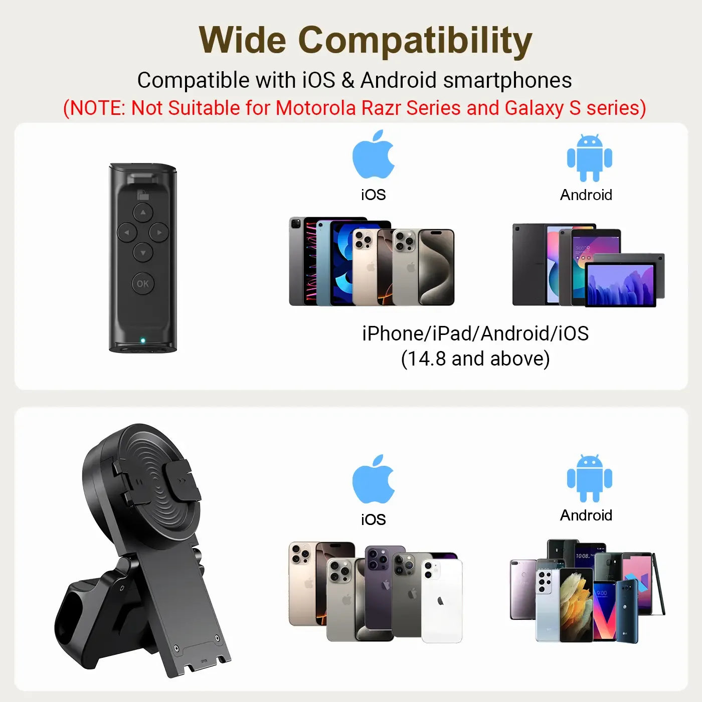 (🔥LAST DAY – 50% OFF) Remote Control for TikTok Scrolling with Smartphone Holder Stand, Wireless Scroller Page Turner, Camera Shutter Video Recording for iOS Android, Cellphone Selfie Accessory,Upgraded